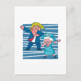 Cartão Postal Engraçado Dabbing Trump Queen England
