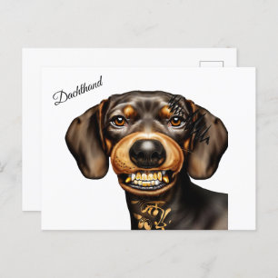 Cartão Postal Engraçado Dachshund Tattoo