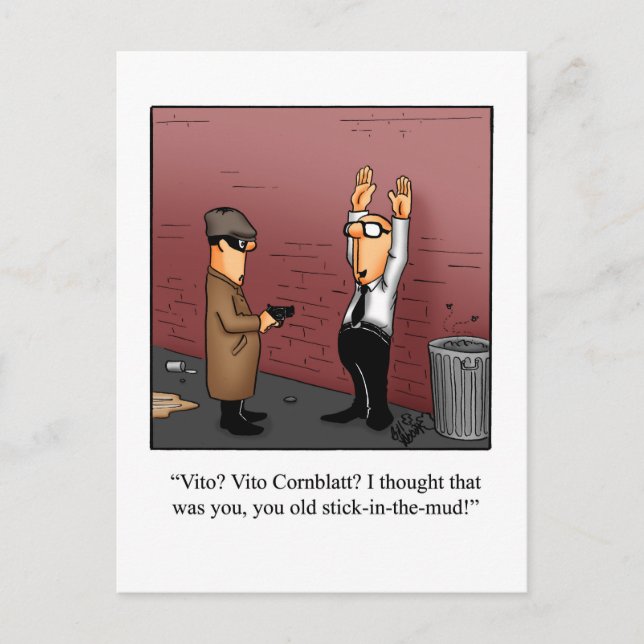 Cartão postal engraçado de cumprimento com humor H (Frente)