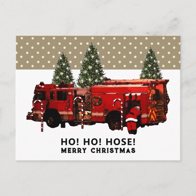 Cartão postal engraçado de Natal para bombeiro (Frente)