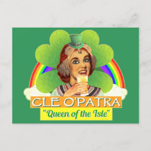 Cartão Postal Engraçado Dia de São Patrício Cleópatra Pun Irland