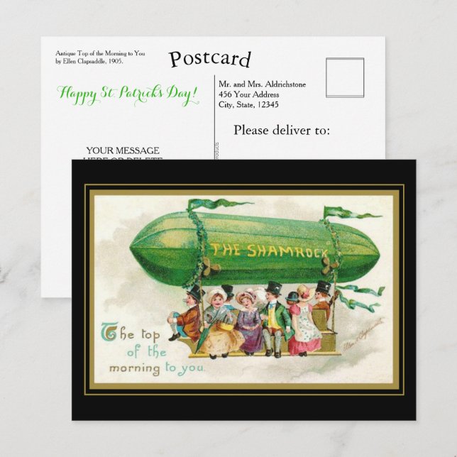 Cartão Postal Engraçado Dia de São Patrício Irlandês no Topo da  (Frente/Verso)