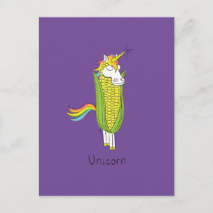 Cartão postal engraçado do milho do unicórnio