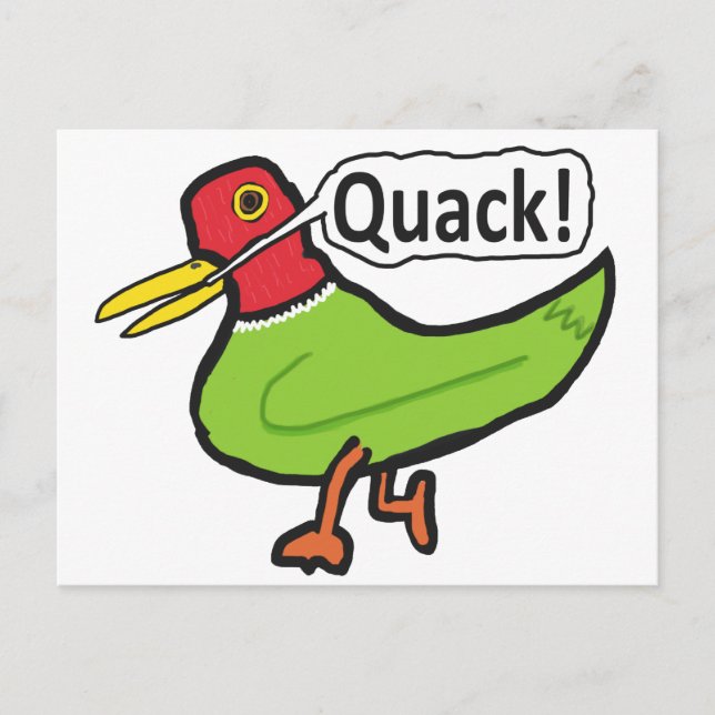 Cartão Postal Engraçado Duck Quacking (Frente)
