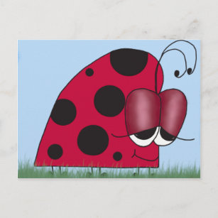 Cartão Postal Engraçado e Euphoric Ladybug