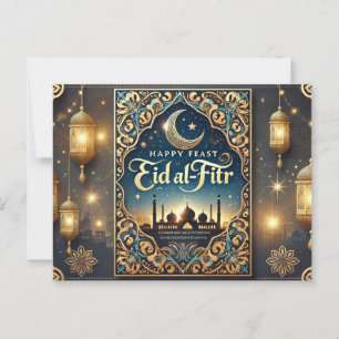 Cartão Postal Engraçado Eid Mubarak - Saudação Islâmica Elegante
