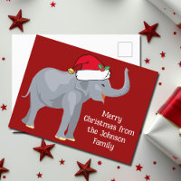 Engraçado Elefante de Natal em Chapéu Vermelho e B