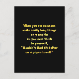 Cartão Postal Engraçado Escrevendo em uma Piada de Napkin