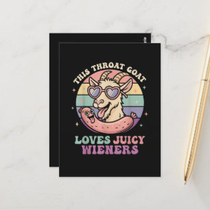 Cartão Postal Engraçado Este Bode de Garganta Ama Wieners Sucule