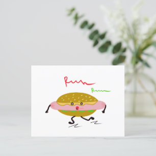 Cartão Postal Engraçado executar hotdog com texto EXECUTAR