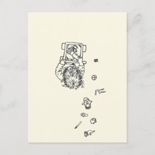 Cartão Postal Engraçado Fazer linha Mess Desenho de cima