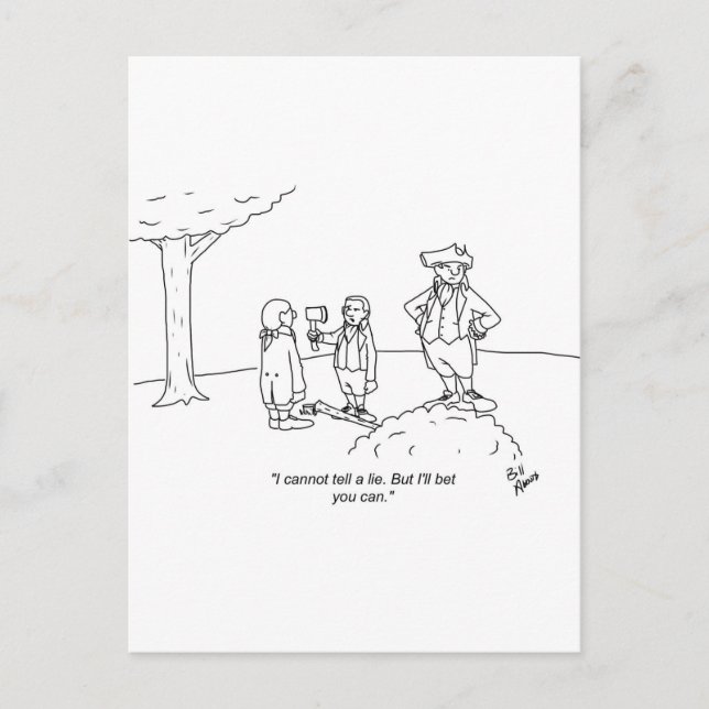 Cartão Postal Engraçado George Washington Cherry Tree Gift! (Frente)