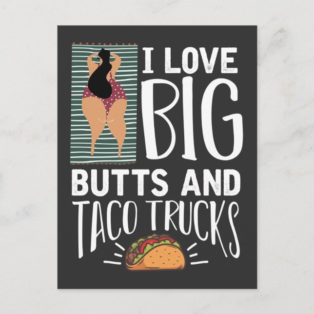 Cartão Postal Engraçado Grande Bumbum e Taco Lover (Frente)