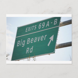 Cartão Postal Engraçado HIghway Sinal Big Beaver Road Sair 69