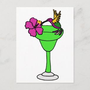 Cartão Postal Engraçado Hummingbird e Hibiscus em Margarita Beb