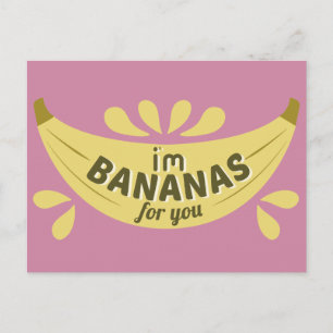 Cartão Postal Engraçado ilustração de banana. Sou bananas para v