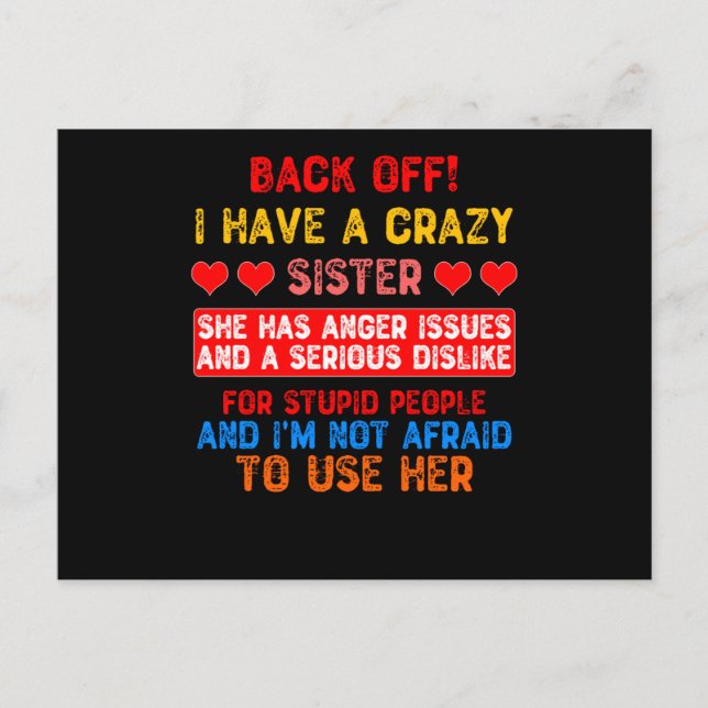 Cartão Postal Engraçado Irmã Dizendo (Frente)