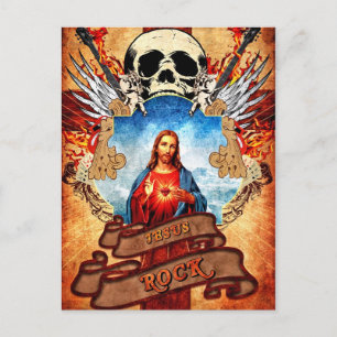 Cartão Postal Engraçado Jesus rock