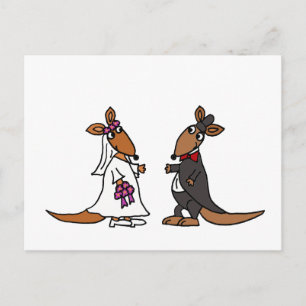 Cartão Postal Engraçado Kangaroo Bride e Design de Casamento de 