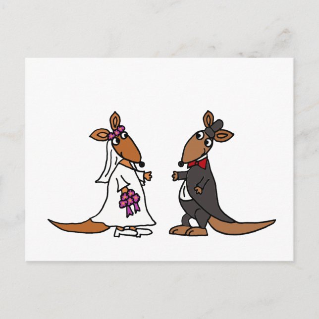 Cartão Postal Engraçado Kangaroo Bride e Design de Casamento de  (Frente)