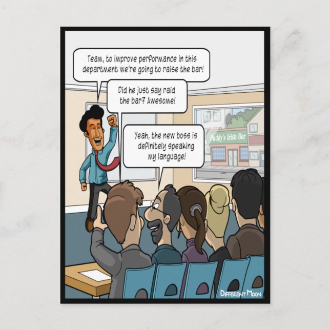 Cartão postal engraçado Levante a Barra (Frente)