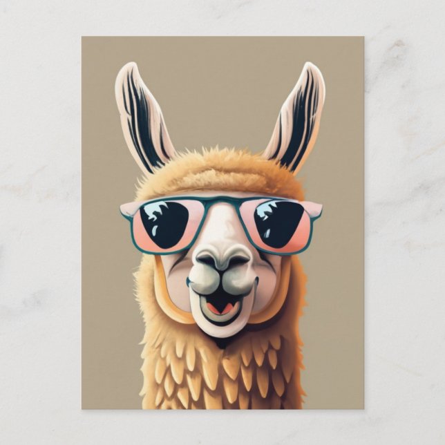 Cartão Postal Engraçado Llama Alpaca Bótamo (Frente)