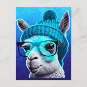 Cartão Postal Engraçado Llama Alpaca Cute Animal Odiava Óculos