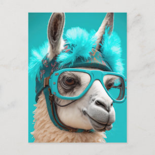 Cartão Postal Engraçado Llama Alpaca Cute Animal Odiava Óculos