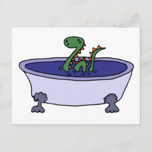 Cartão Postal Engraçado Loch Ness Monster na Banheira