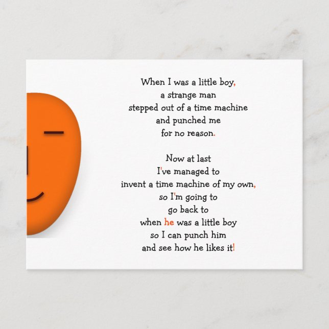 Cartão Postal Engraçado Máquina do Tempo Nunca Acabando Com O Hu (Frente)