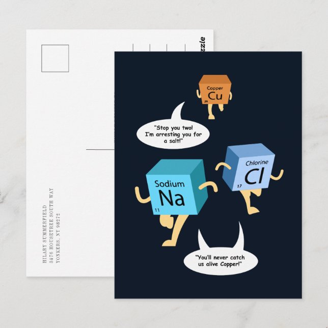 Cartão Postal Engraçado Mesa Periódica Química Humor Personaliza (Frente/Verso)