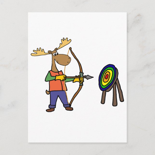 Cartão Postal Engraçado Mose Praticando Arqueiro (Frente)