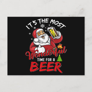 Cartão Postal Engraçado Natal Santa Claus Bebendo Beer Wonderfu