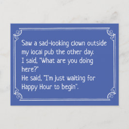 Cartão Postal Engraçado Palhaço na Piada Pub