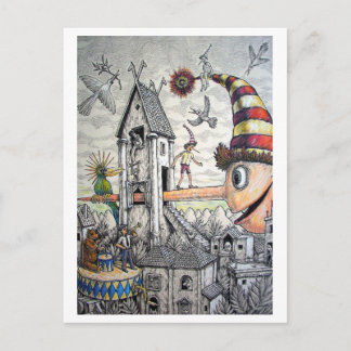 Cartão Postal Engraçado Pinóquio