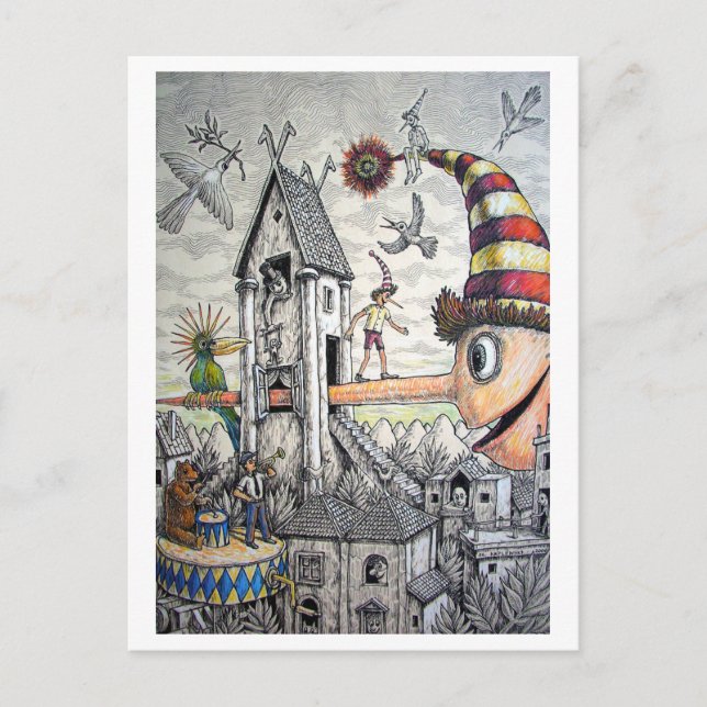 Cartão Postal Engraçado Pinóquio (Frente)