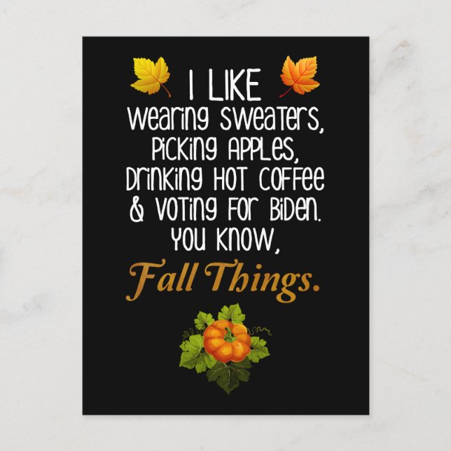 Cartão Postal Engraçado Queda 2024 Novembro Eleições Pro-Biden (Frente)