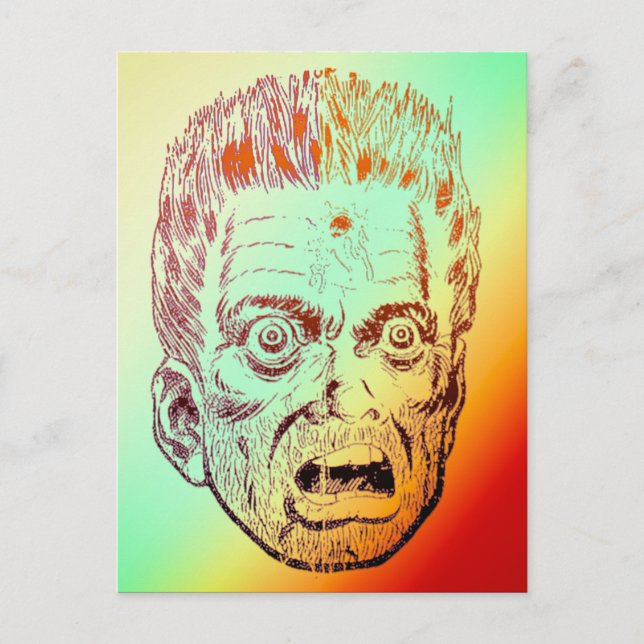 Cartão Postal Engraçado Retrô Carinho De Halloween (Frente)