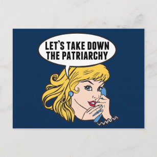 Cartão Postal Engraçado Retro Feminista Pop de Arte Anti-Patriar