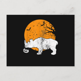 Cartão Postal Engraçado Rhino Pumpkin Halloween Dar presente na