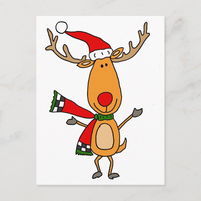 Cartão Postal Engraçado Rudolph Rudolph Red Nosed Reindeer (Frente)