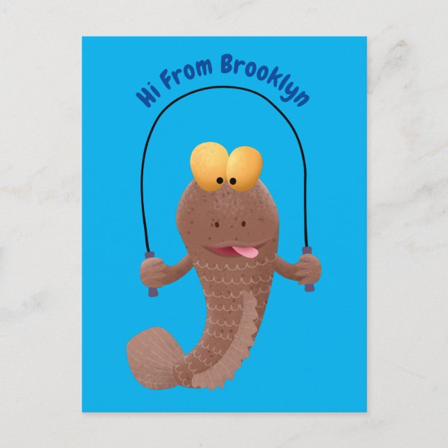 Cartão Postal Engraçado saltando desenho de peixe (Frente)