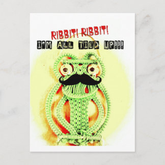 Cartão Postal Engraçado Sapo Verde Vintage, bigode, estou amarra
