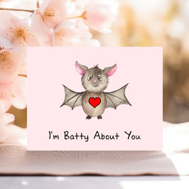 Cartão Postal Engraçado, sou o Batty por você Namorados Watercol