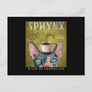 Cartão Postal Engraçado Sphynx Cat Coffee Co. A Xícara De Person