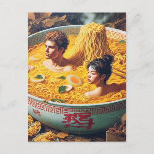 Cartão Postal Engraçado Surreal Ramen Hot Tub