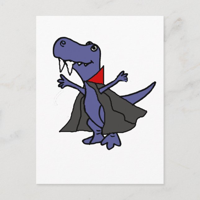 Cartão Postal Engraçado T-rex Dinossauro Vampiro Cartoon (Frente)