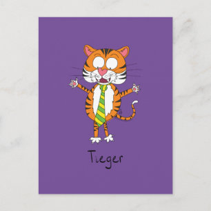 Cartão Postal Engraçado Tiger em um Tie Cartoon Kids