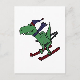 Cartão Postal Engraçado Trex Dinossauro Verde