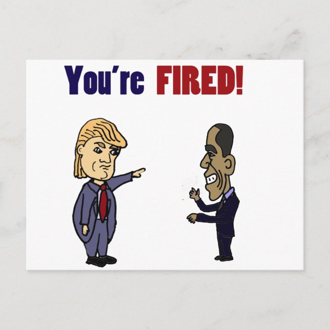 Cartão Postal Engraçado Trump Disparando Obama Cartoon Político (Frente)